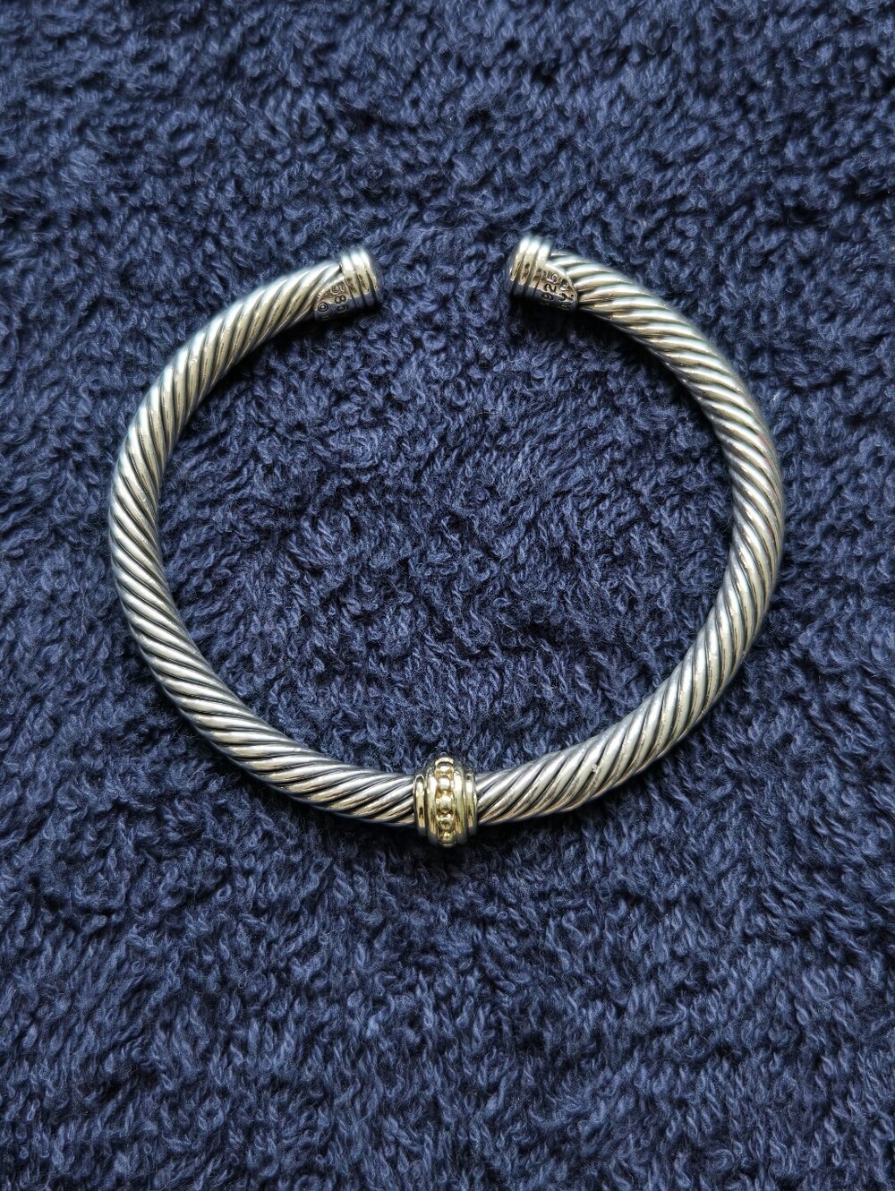 David Yurman Cable Classic Cuff Bracelet Sterling Silver & 14K Gold
